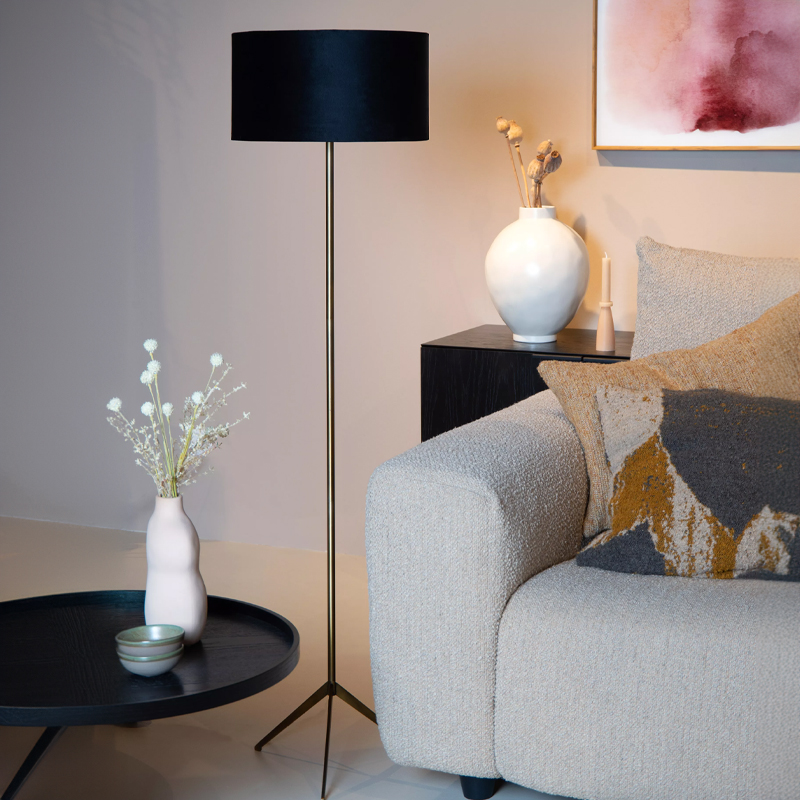 Sort gulv lampe modern, Tondo, med brytare
