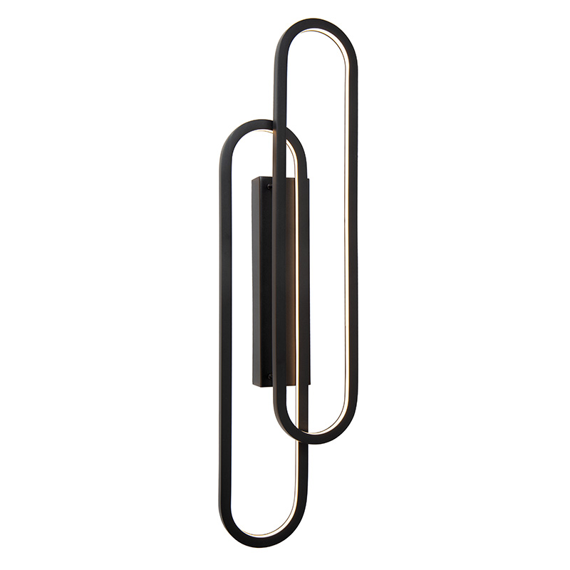 Sort væglampe modern, Thelma, 33W, dim to warm LED