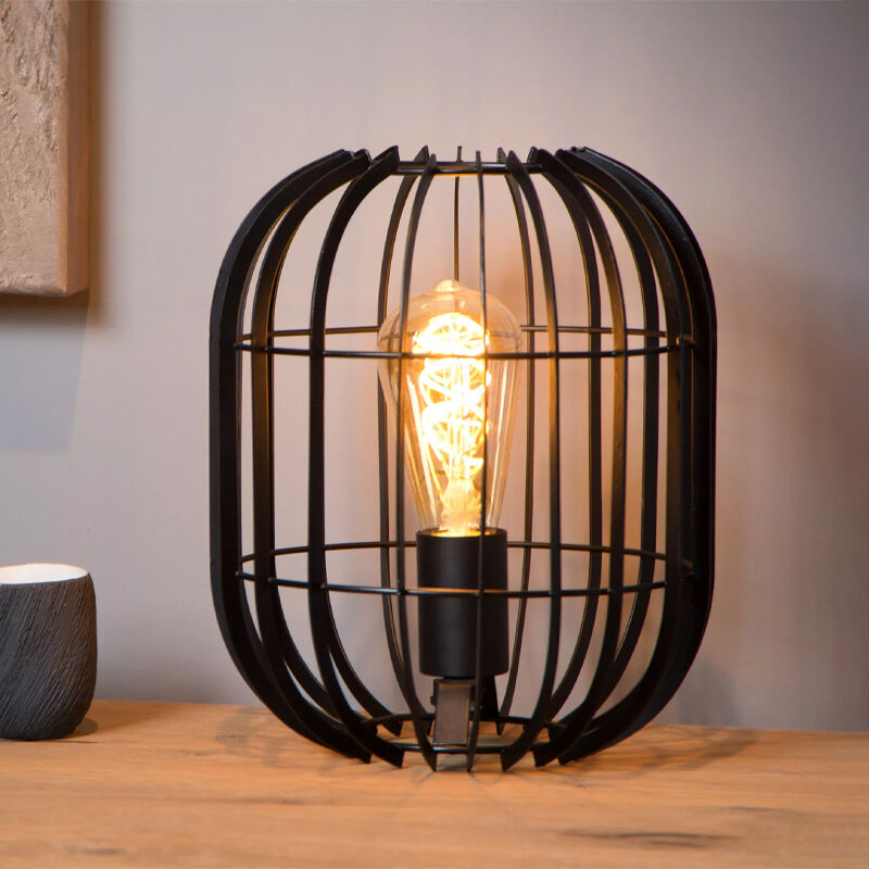 Sort bordlampe modern, Reda, med brytare