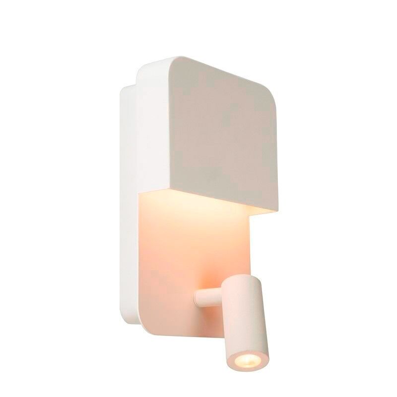 Hvid væglampe modern, Boxer, 5W, 3000K LED, med brytare