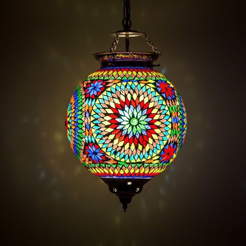 Multi-Farvet orientalsk pendler lampe mosaik, Aziza