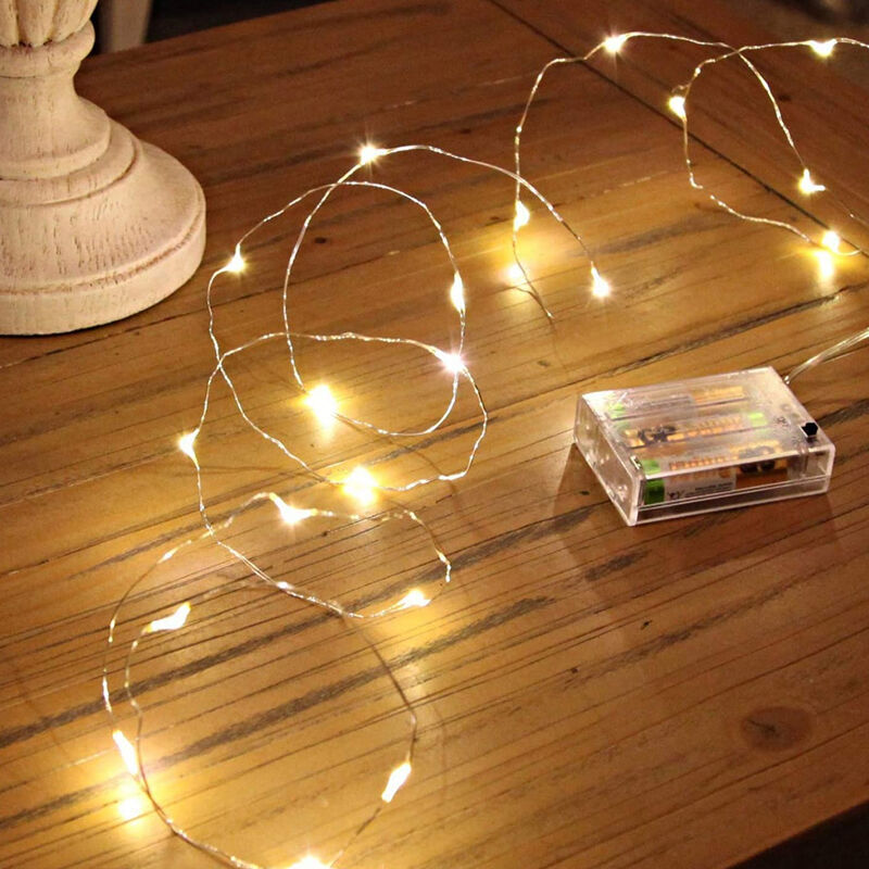 2m batteridrevne LED-ledningslys, 40 LED'er, varm hvid