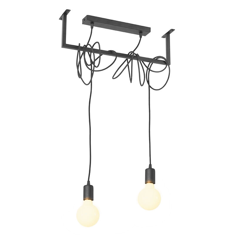 Stål pendler lampe sort, Lauraine