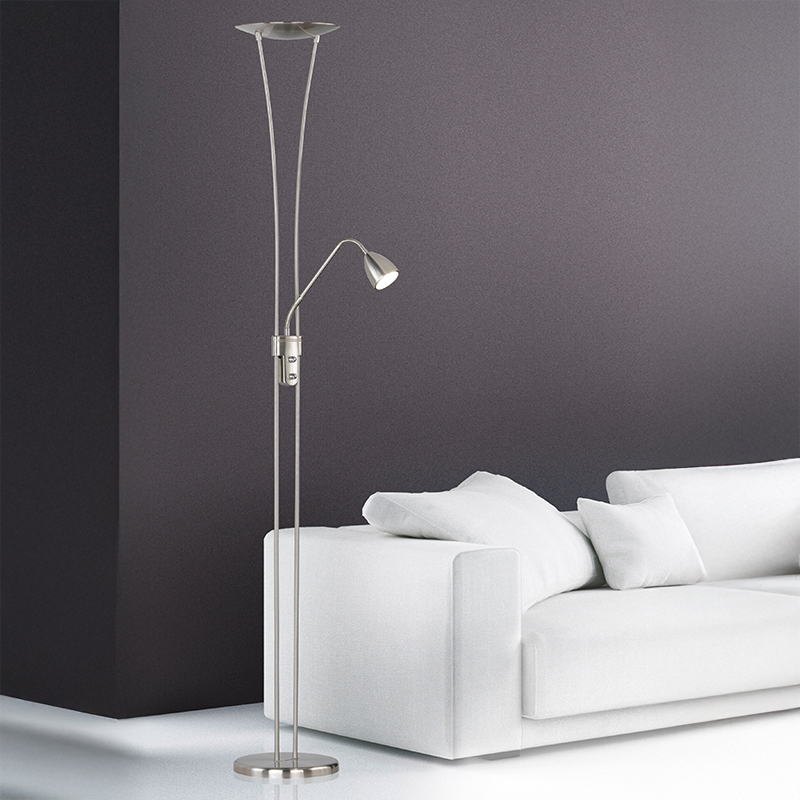 Nikkel gulv lampe klassisk, Stijn, 20W, 3000K LED, med brytare