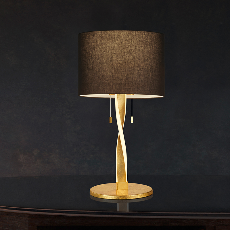 Guld bordlampe modern, Ramten, 3W, 3000K LED, med dra i brytare
