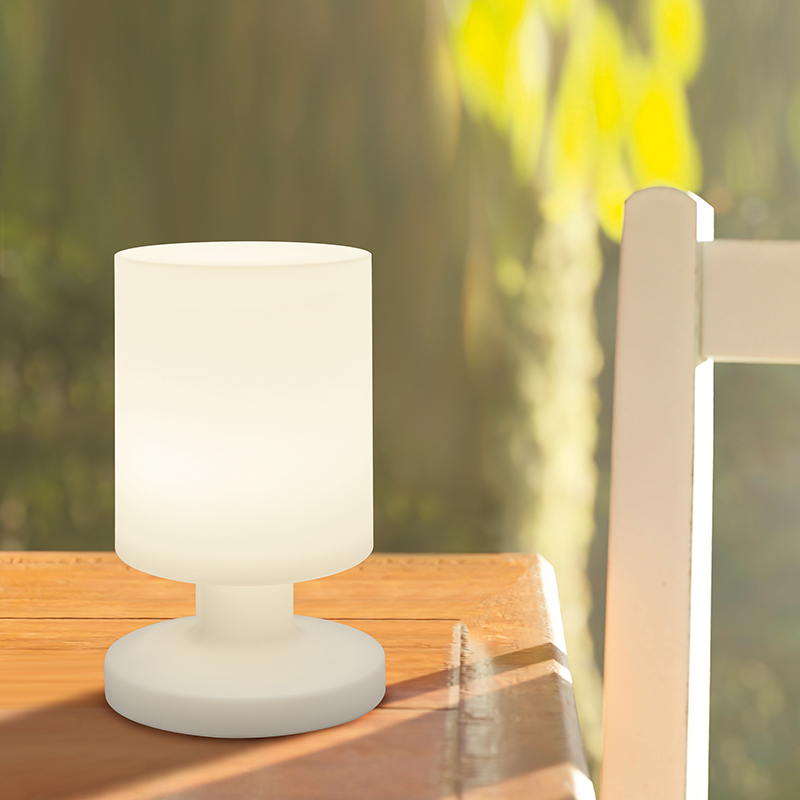 Hvid udendørs bordlampe plast, Wiesje, 1,5W, 3000K LED, IP44, med brytare