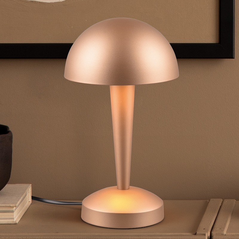 Taupe bordlampe modern, Delila, med beröringsdimmer