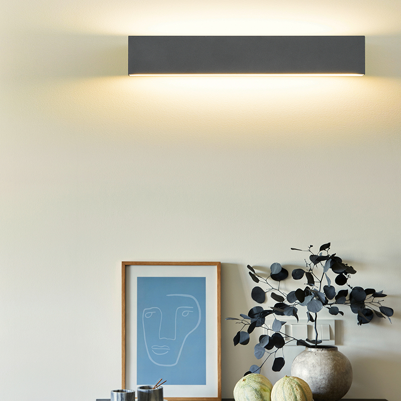 Antracit up down væglampe modern, Coscon, 9W, 3000K LED