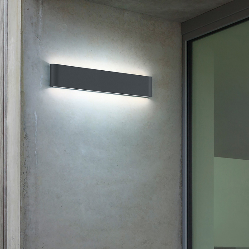 Antracit udendørslampe modern, Bridlington, 8W, 3000K LED, IP54
