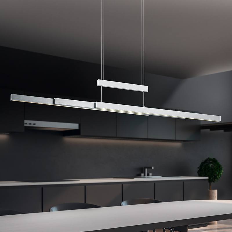Nikkel pendel lampe spisebord modern, Jessey, 42W, varm til kold hvid justerbar LED, med beröringsdimmer