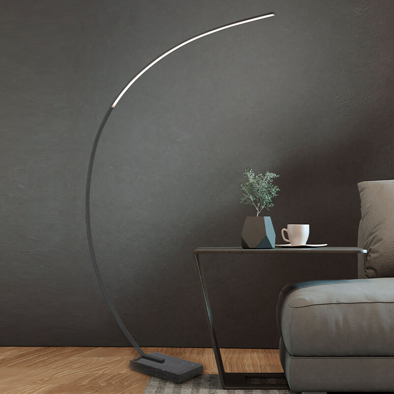 Sort gulvlampe bue modern, Yoel, 18W, 3000K LED, med brytare