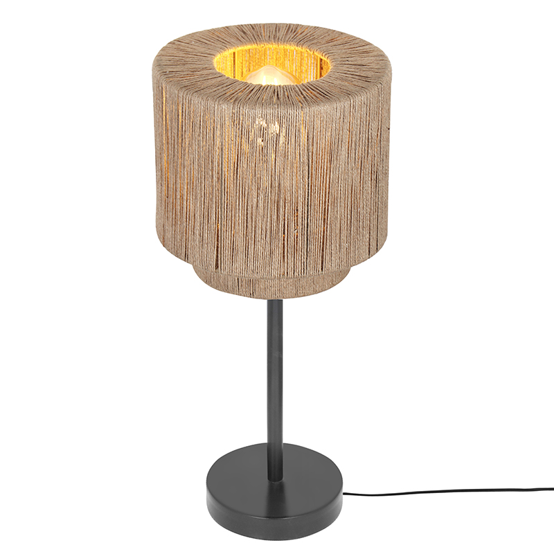 Beige bordlampe rustik, Rinus