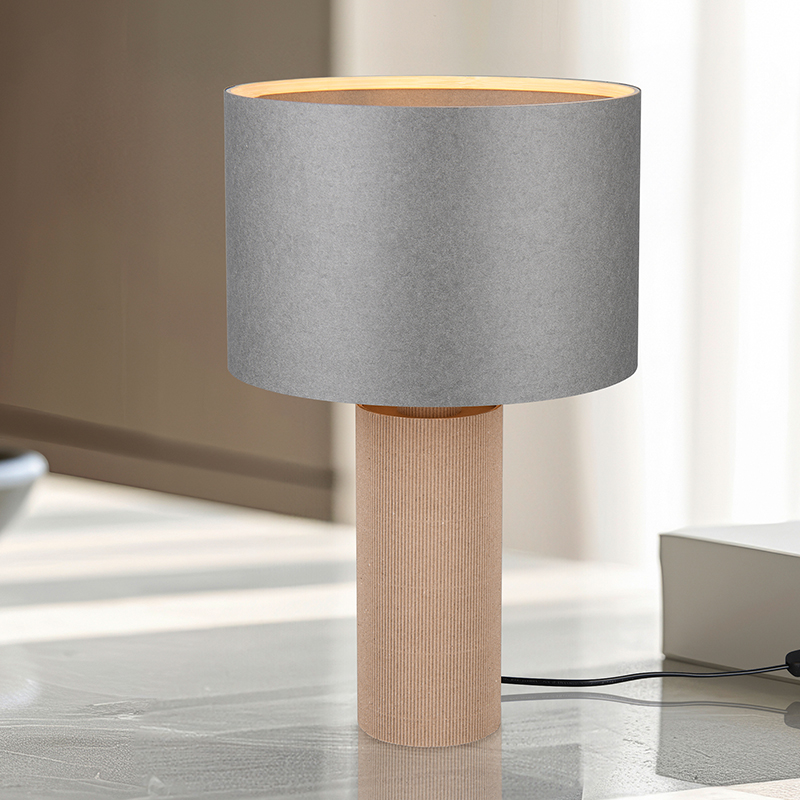 Grå bordlampe rustik, Stach, med brytare