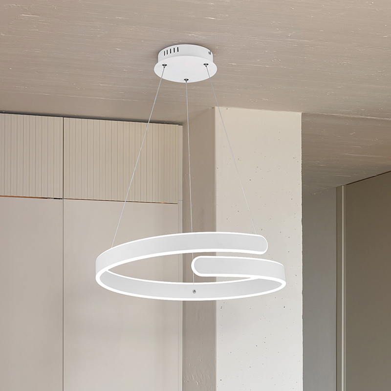 Hvid pendel lampe spisebord design, Resy, 37W, 4000K LED, 3 trins lysdæmper