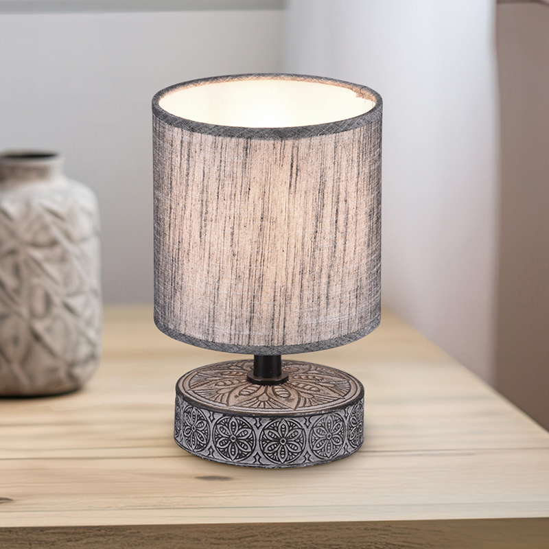 Keramik bordlampe grå, Lola, med brytare