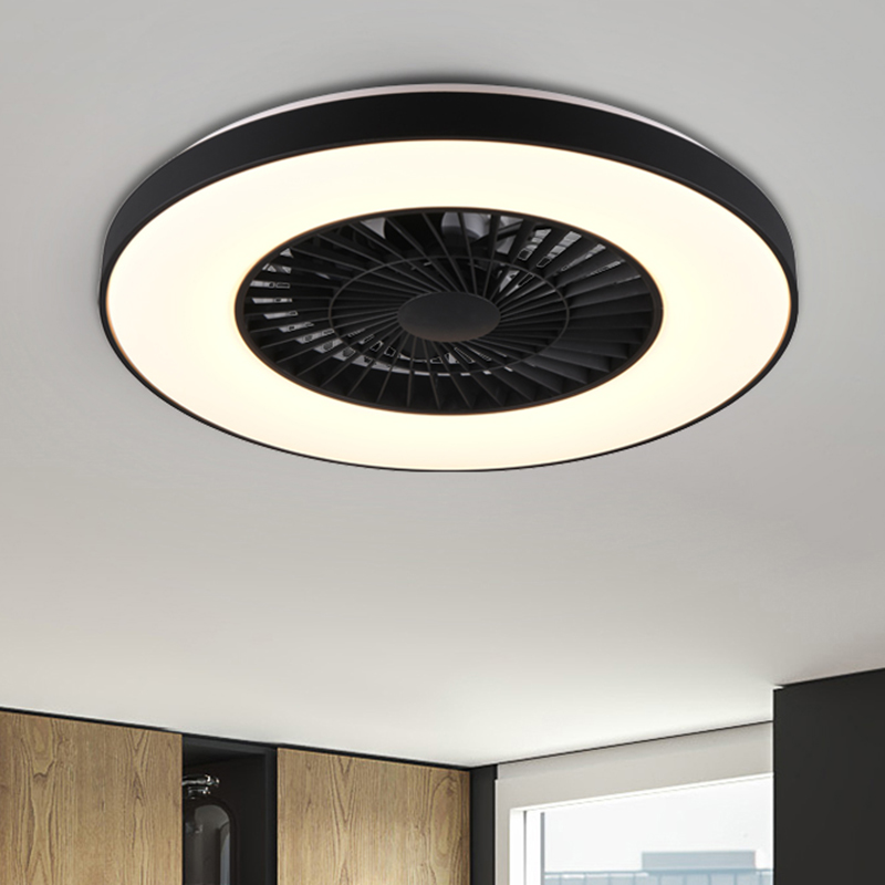 Sort loftventilator modern, Maurits, 40W, varm til kold hvid justerbar LED, med fjärrkontroll