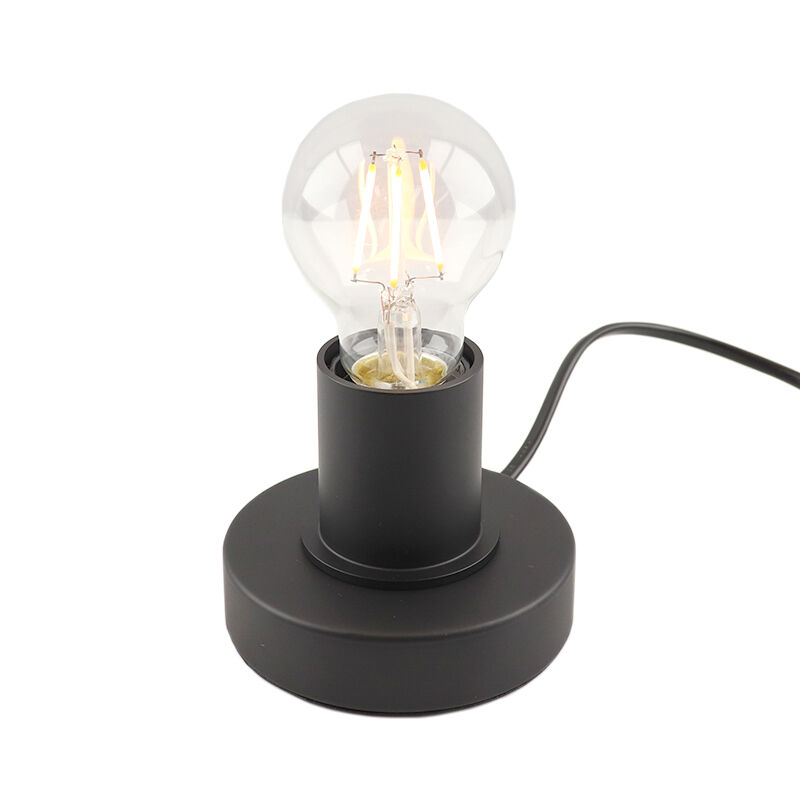Modern bordlampe uden skærm sort, Rika, med brytare