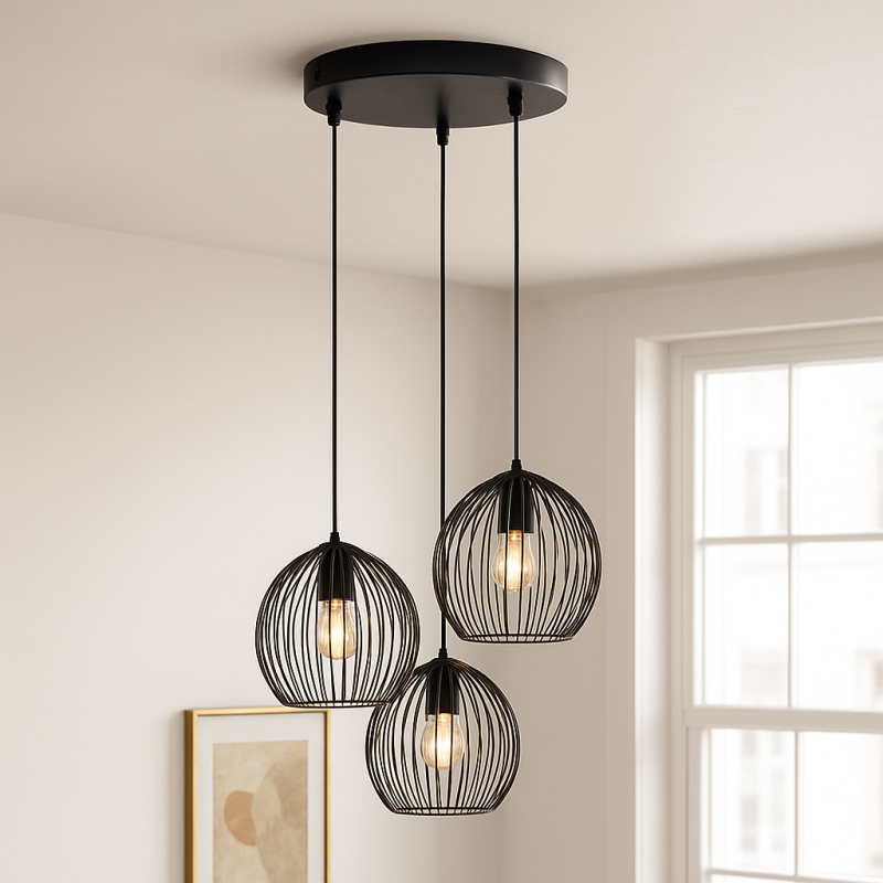Industri pendler lampe sort, Wiro
