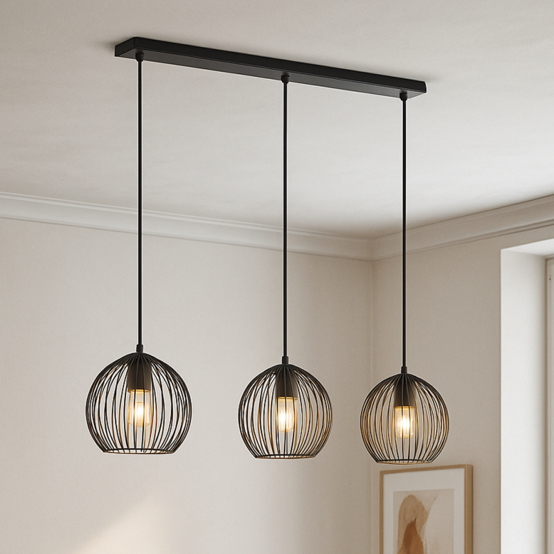Industri pendler lampe sort, Wiro