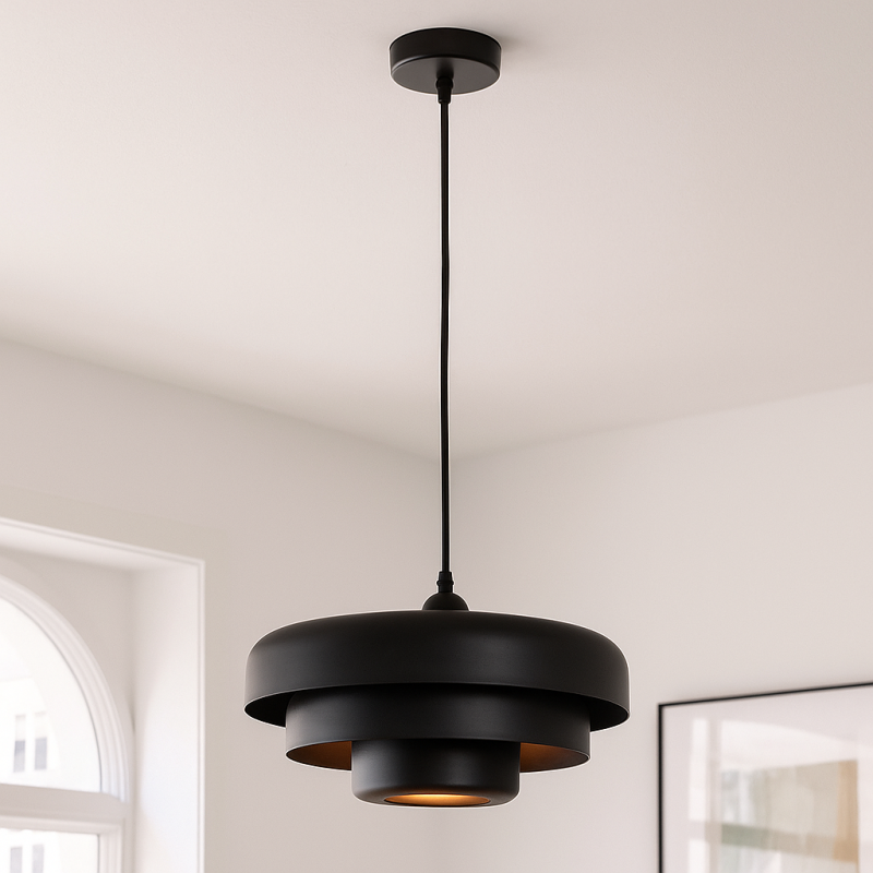 Modern pendler lampe sort, Meredith
