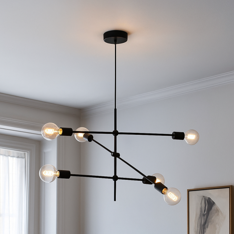 Modern pendler lampe sort, Nica