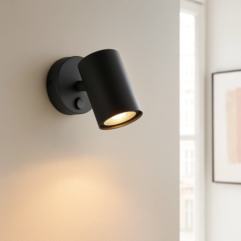 Modern vægspot sort, Elena, med brytare