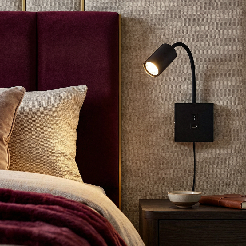 Modern vægspot sort, Tibor, med brytare