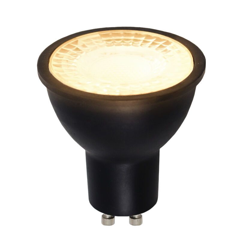 Dimmbare Olucia GU10 LED pære Antonie, sort, 5W, dim to warm Dimmbare Olucia GU10 LED pære Antonie, sort, 5W, dim to warm