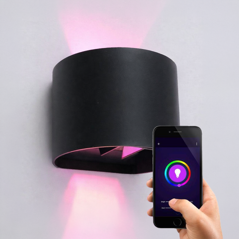 Modern smart væglampe sort, Dion, 6W, RGBW LED, IP54