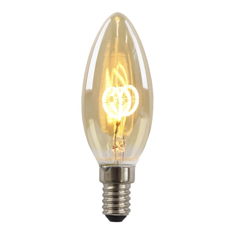 Dimmbare Olucia E14 LED kertepære Tuelo, rav, 2W, 2200K