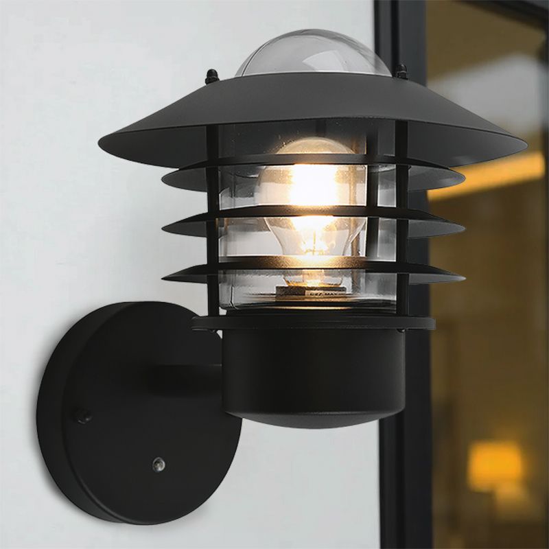Rustfrit Stål udendørs væglampe med skumringssensor sort, Felice, IP44 Rustfrit Stål udendørs væglampe med skumringssensor sort, Felice, IP44