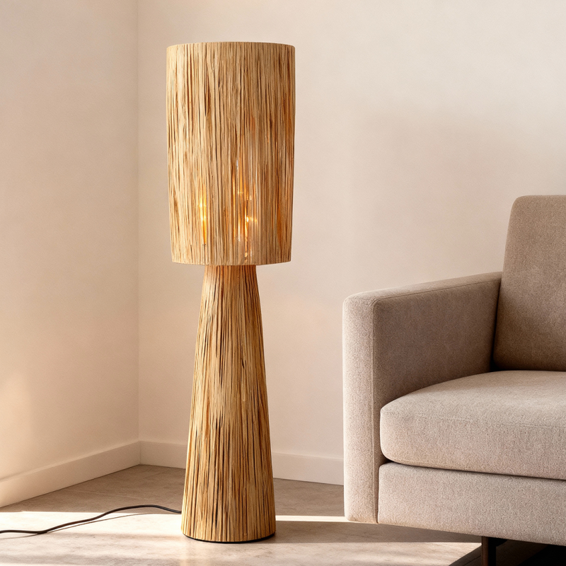 Papir gulv lampe brun, Daisy, med brytare