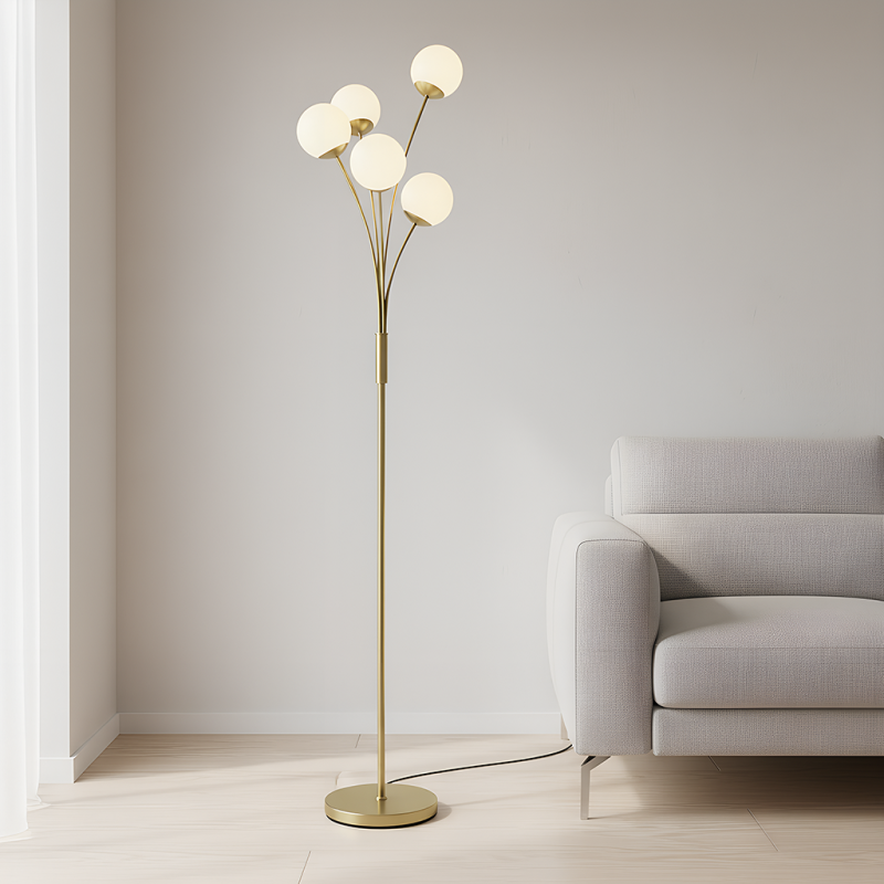 Design gulv lampe messing, Stacy, med brytare