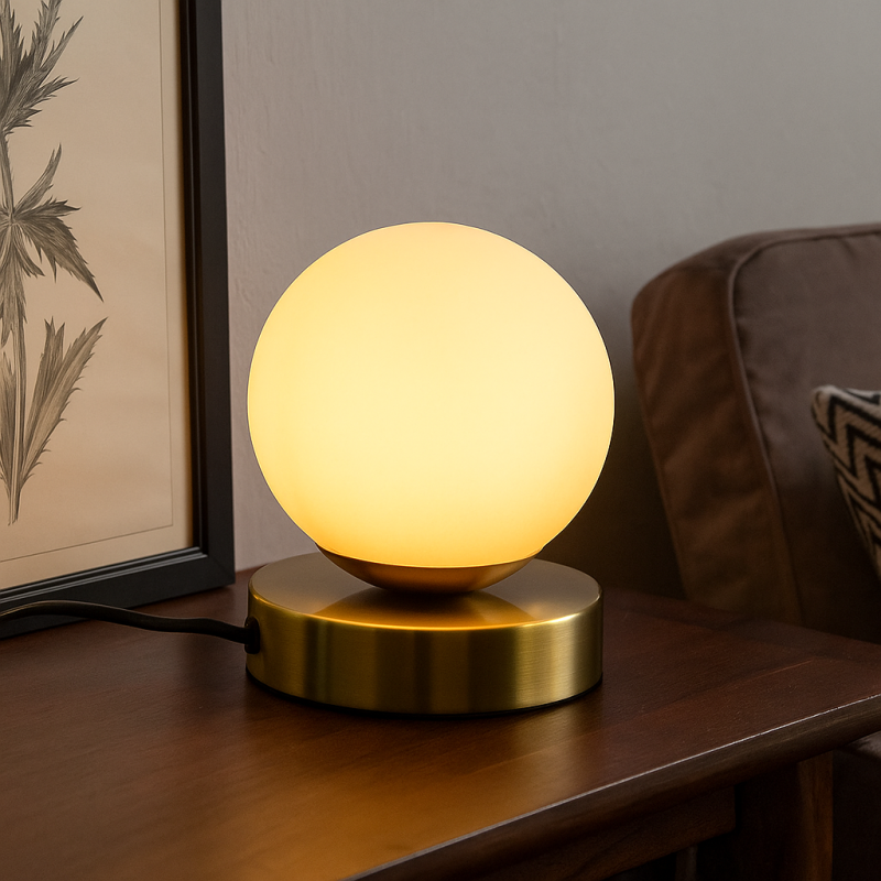 Design bordlampe hvid, Stacy, med brytare