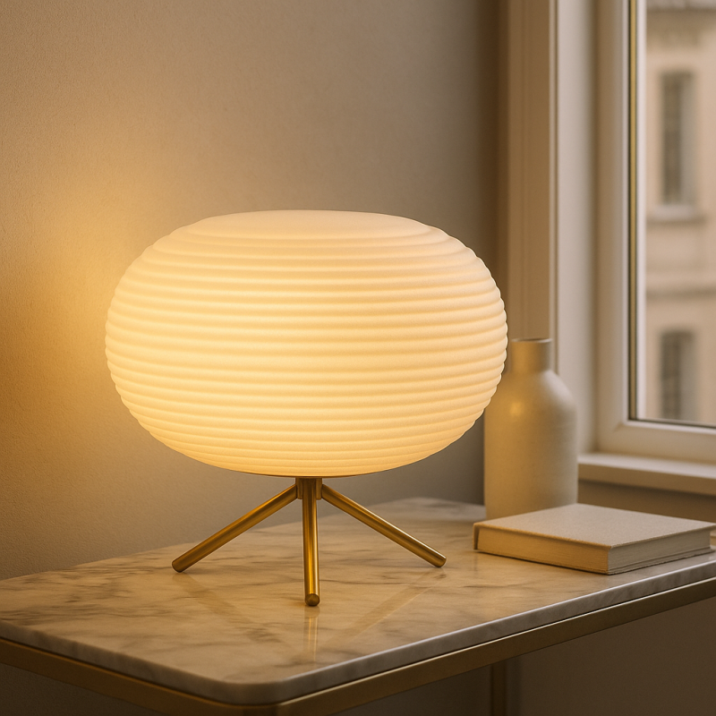 Japandi bordlampe messing, Davide, med brytare