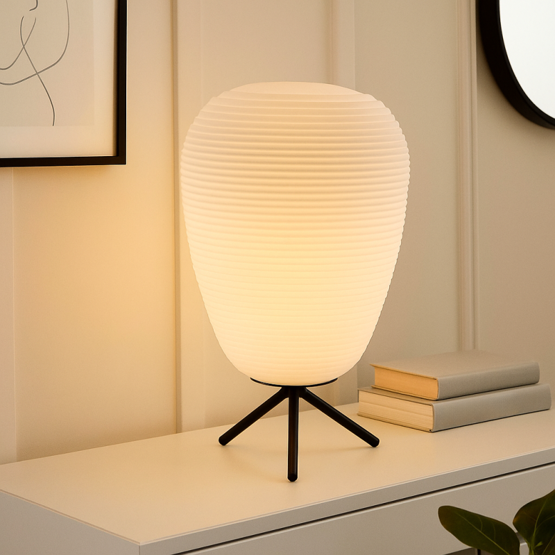 Japandi bordlampe hvid, Davide, med brytare Japandi bordlampe hvid, Davide, med brytare