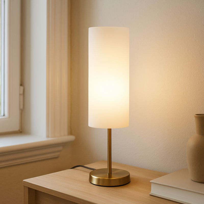 Modern bordlampe hvid, Gaya, med brytare