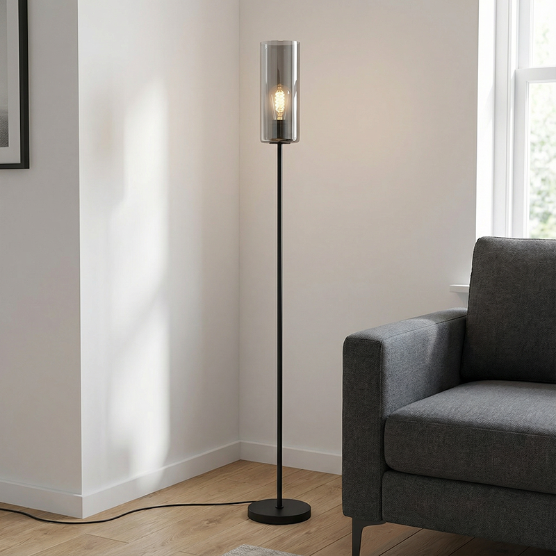Modern gulv lampe grå, Gaya, med brytare