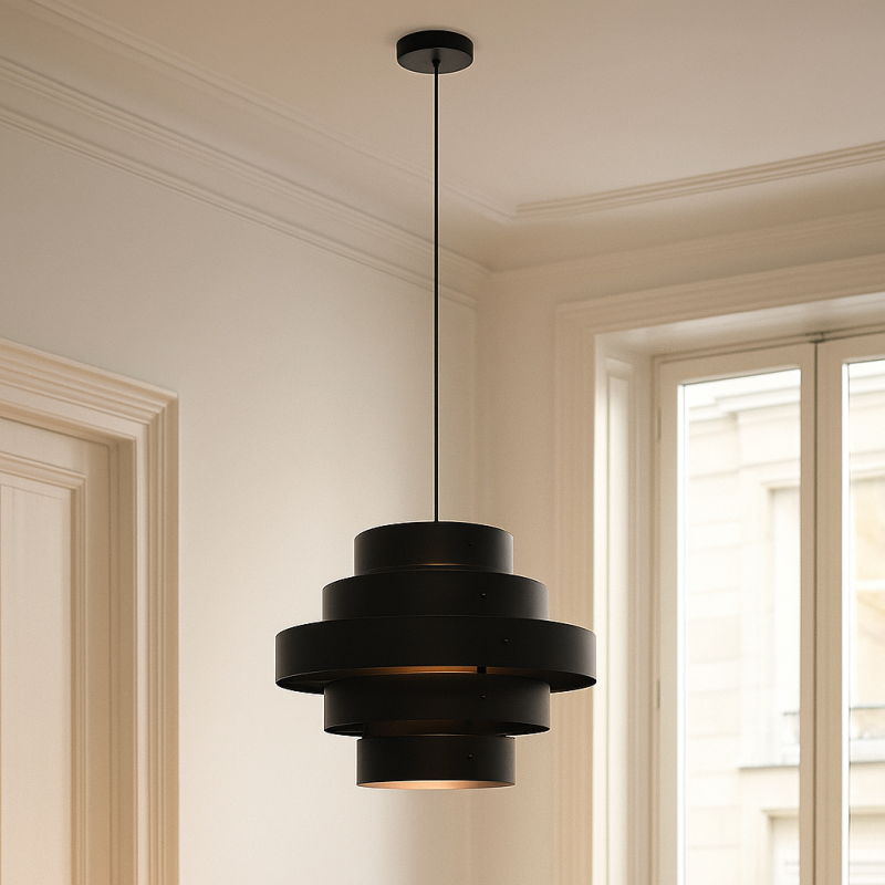 Rustik pendler lampe sort, Jana