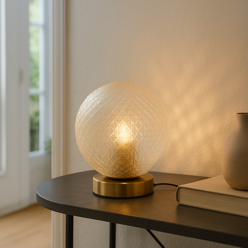 Retro bordlampe gennemsigtig, Johnson, med brytare