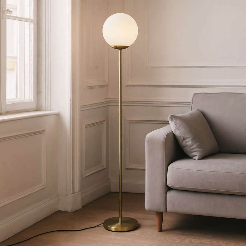 Design gulv lampe hvid, Dolf, med brytare