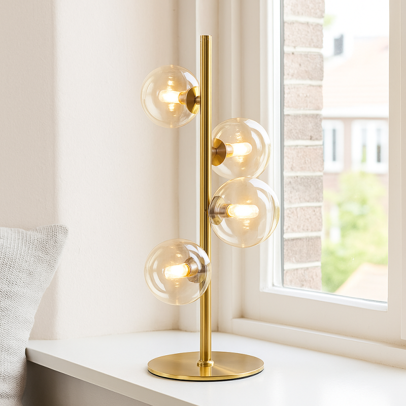 Design bordlampe gennemsigtig, Remo, med brytare