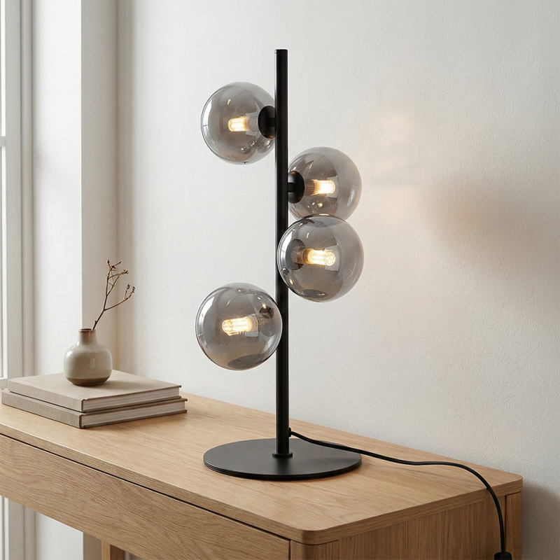 Design bordlampe grå, Remo, med brytare