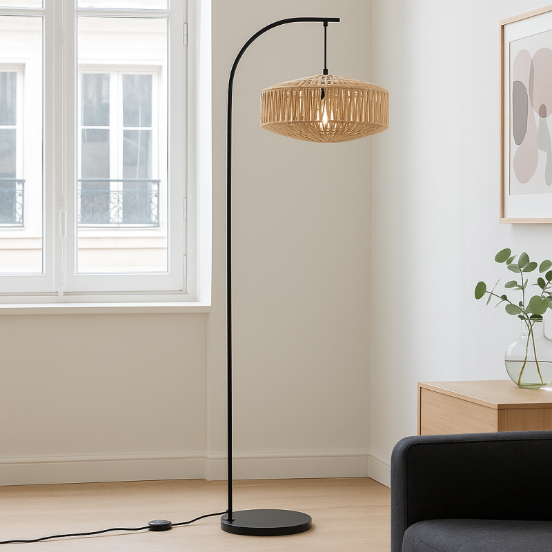 Rustik gulv lampe brun, Selena, med brytare Rustik gulv lampe brun, Selena, med brytare