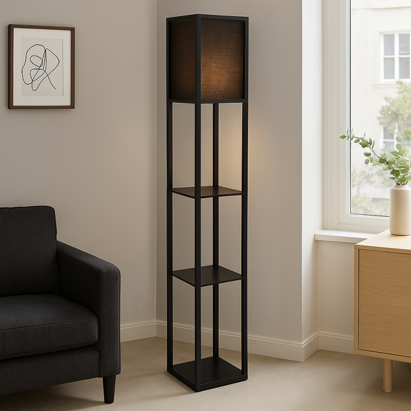 Modern gulv lampe sort, Izabel, med brytare