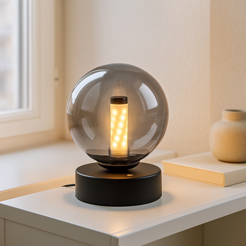 Modern genopladelige bordlampe sort, Theo, 2W, 3000K LED, IP44, 3 trins lysdæmper Modern genopladelige bordlampe sort, Theo, 2W, 3000K LED, IP44, 3 trins lysdæmper