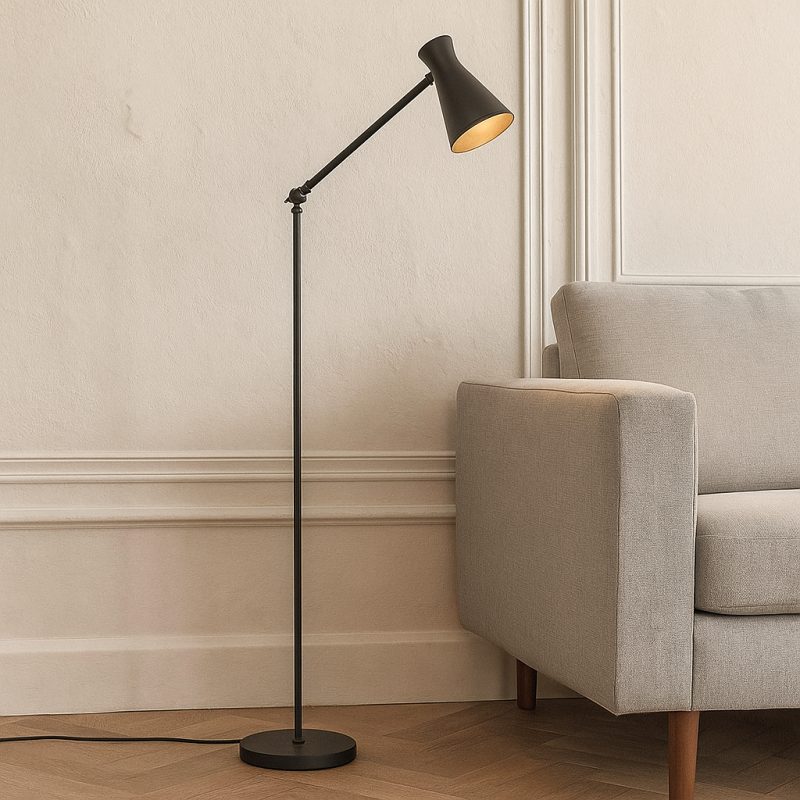 Modern gulv lampe sort, Steve, med brytare