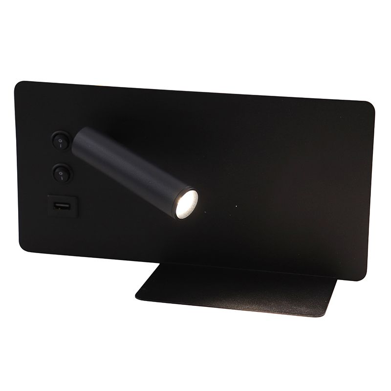 Modern væglampe sort, Stanley, 10W, 4000K LED, med brytare
