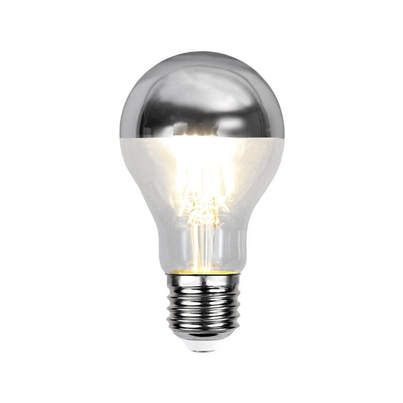 Dimmbare E27 topforspejlet pære Malik, sølv, A60, 4,8W, 2700K, IP44