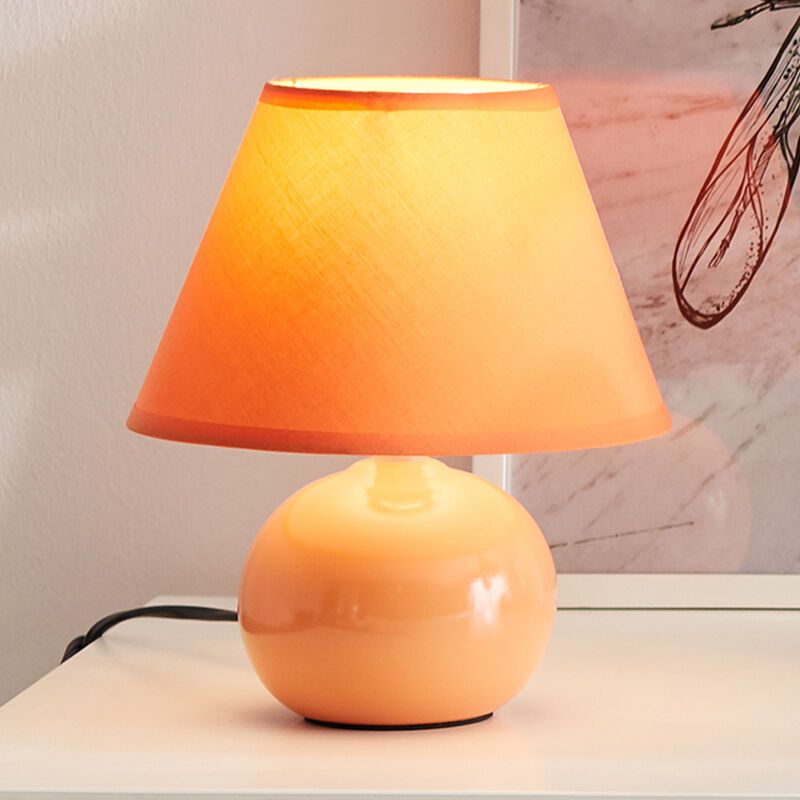 Keramik bordlampe orange, Pilar, med brytare Keramik bordlampe orange, Pilar, med brytare